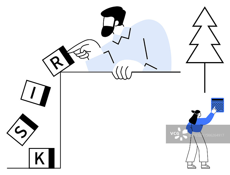 风险管理概念，男人在调整积木图片素材
