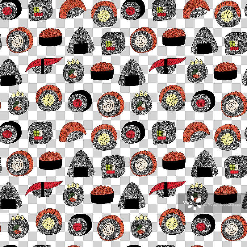 鱼纹寿司和卷寿司图片素材