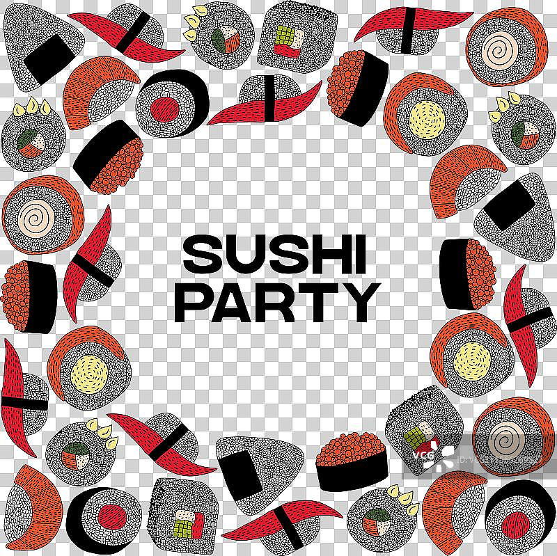 寿司和卷的菜单框架图片素材