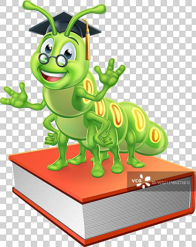 毕业的毛毛虫书虫在书上图片素材