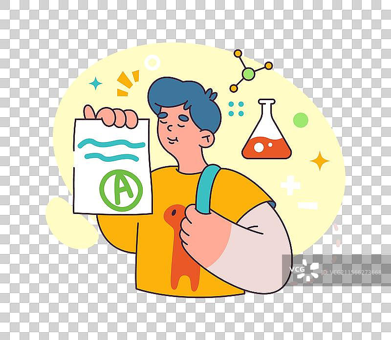 学生展示通过的化学考试成绩图片素材
