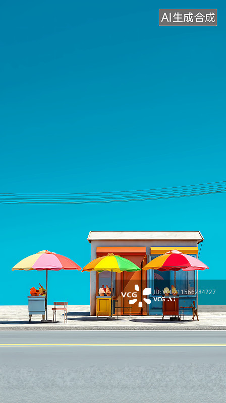 【AI数字艺术】色彩缤纷的夏日冰淇淋摊图片素材