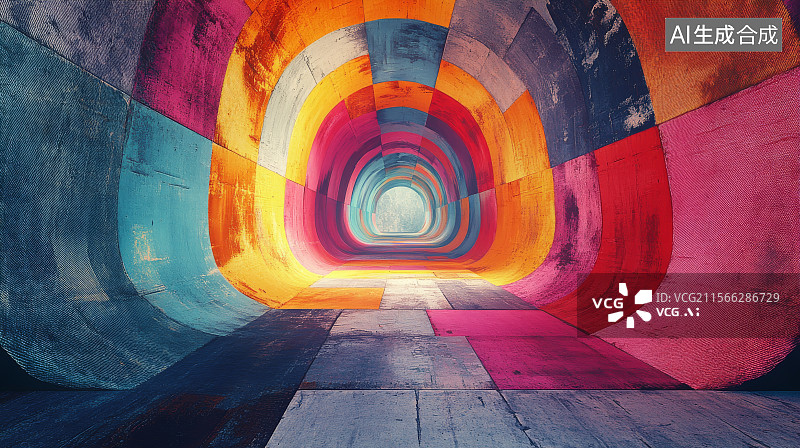 【AI数字艺术】彩色隧道的抽象艺术图片素材