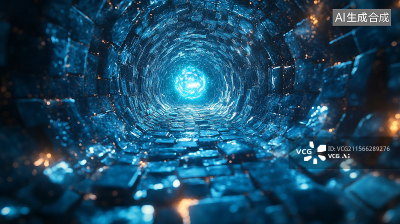 【AI数字艺术】未来科技隧道图片素材