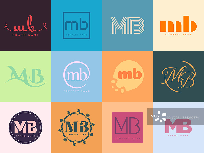 mb logo 公司模板 字母 m 和 b 标志设计图片素材