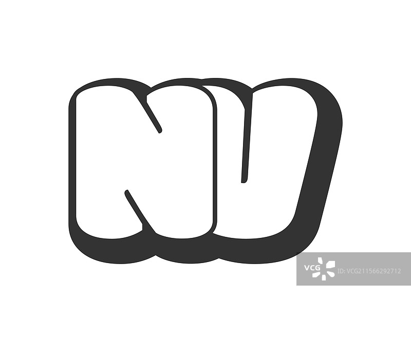 圆形气泡漫画字母的nv标志图片素材