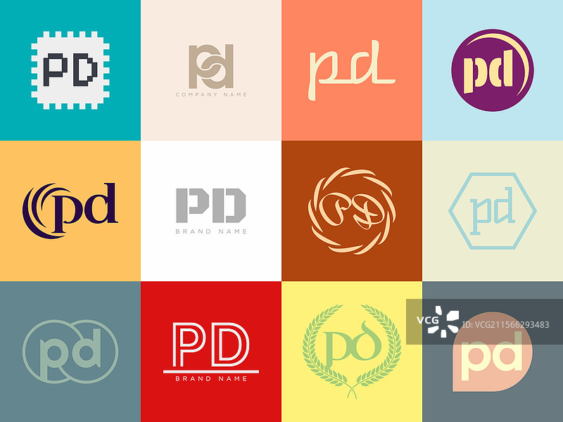 pd logo 公司模板 字母 p 和 d 标志设计图片素材