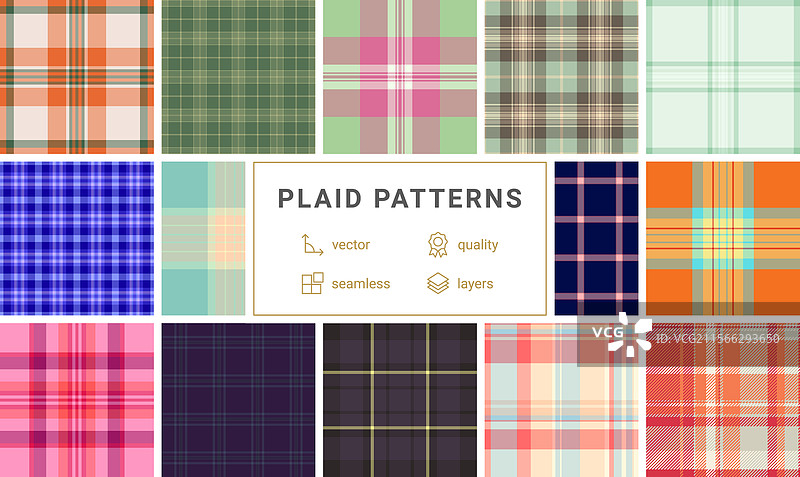 生动的无缝格子图案集合图片素材