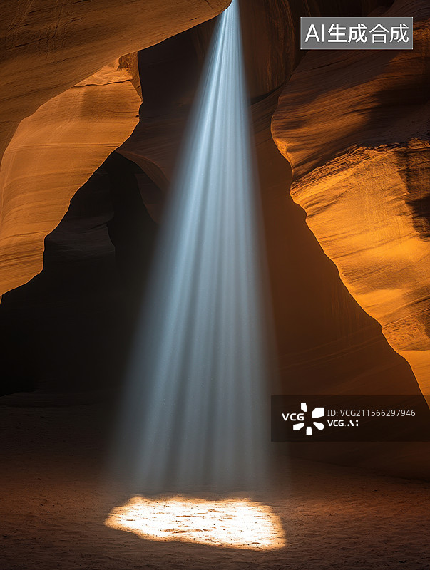 【AI数字艺术】阳光穿透峡谷的光束图片素材