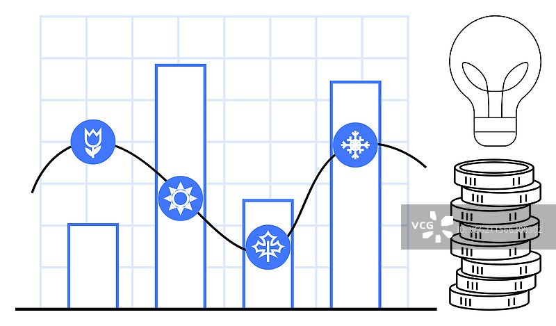 季节性数据趋势与财务增长图片素材
