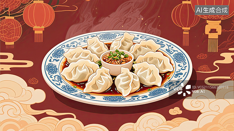 【AI数字艺术】中华美食，川菜，钟饺，食物，插画图片素材