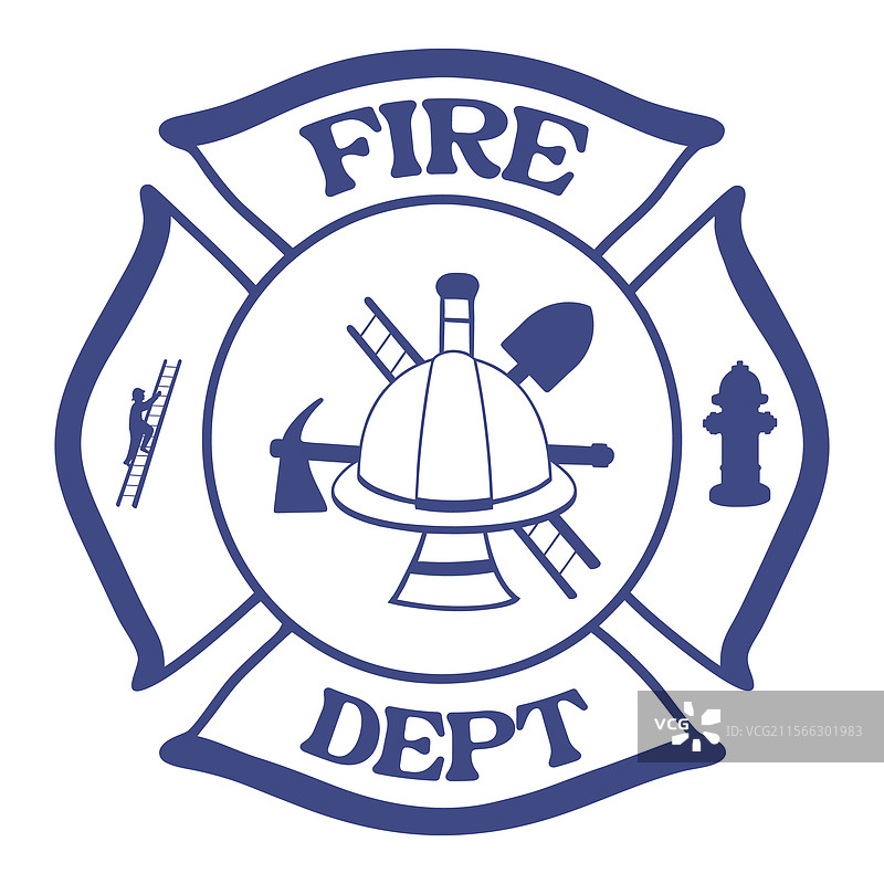马耳他十字与消防部门徽章设计图片素材