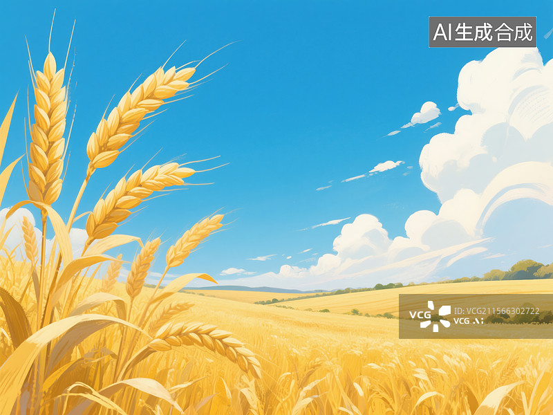 【AI数字艺术】金色麦田的田园之美图片素材