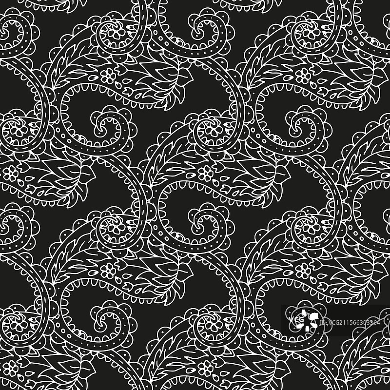 无缝图案，带有白色的佩斯利图案图片素材