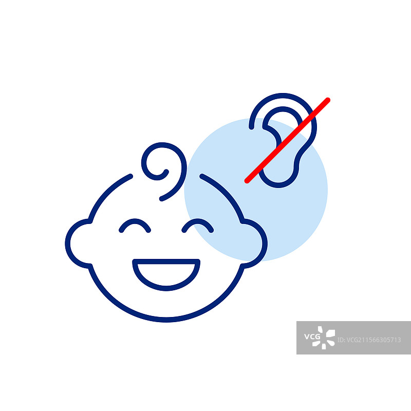 微笑的男婴和无耳符号的安静托儿所图片素材