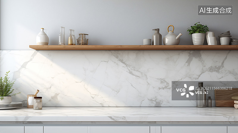 【AI数字艺术】简约风厨房一角画面图片素材
