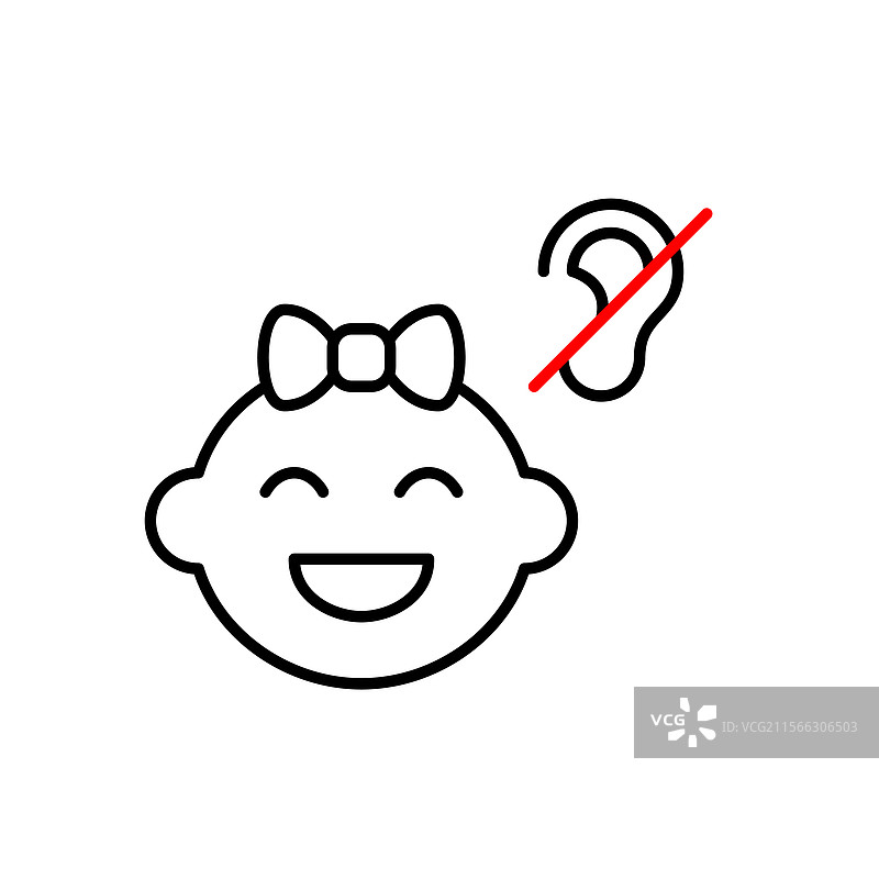 微笑的女孩和无耳朵符号的安静状态图片素材