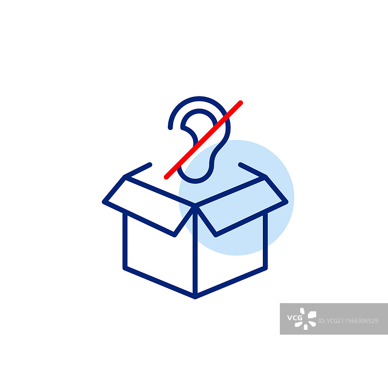 打开包裹和耳朵被划掉的符号，无音频图片素材