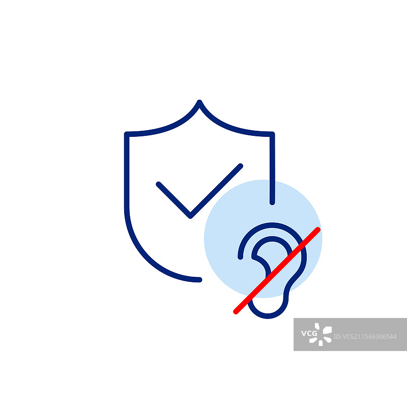 带有勾号和耳朵交叉的保险盾牌图片素材