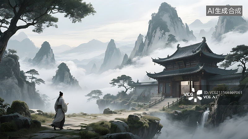 【AI数字艺术】国风游戏场景图图片素材