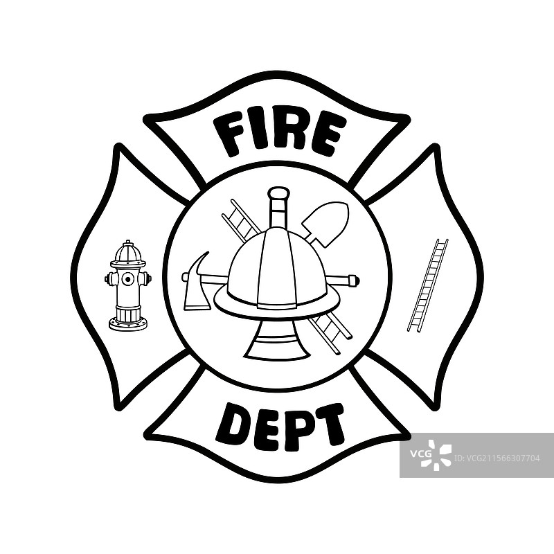 带有标志性马耳他十字的消防徽章图案图片素材