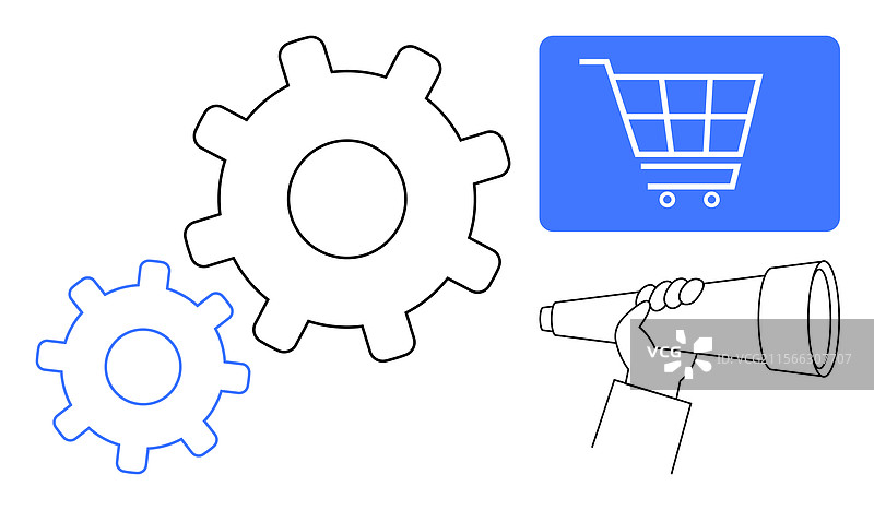 战略电子商务愿景与齿轮和图片素材