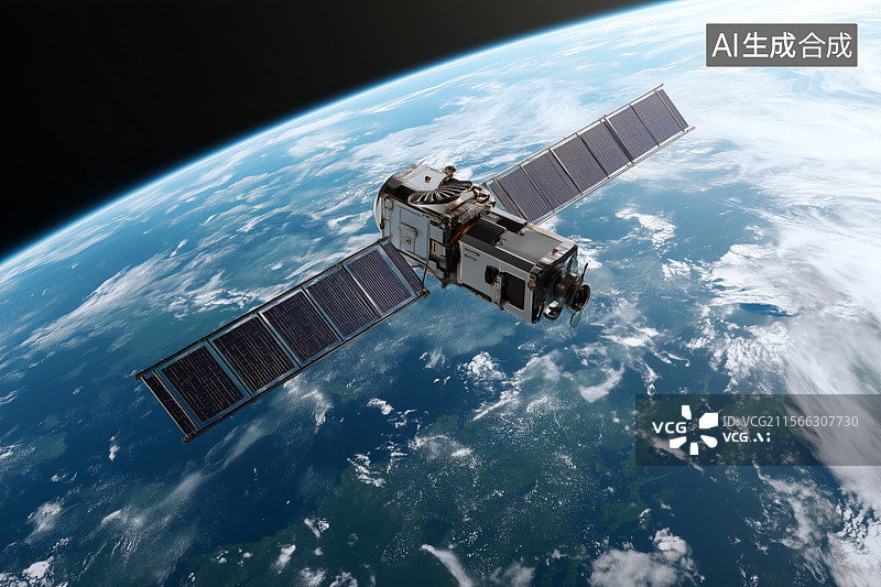 【AI数字艺术】飞翔在太空的卫星图片素材