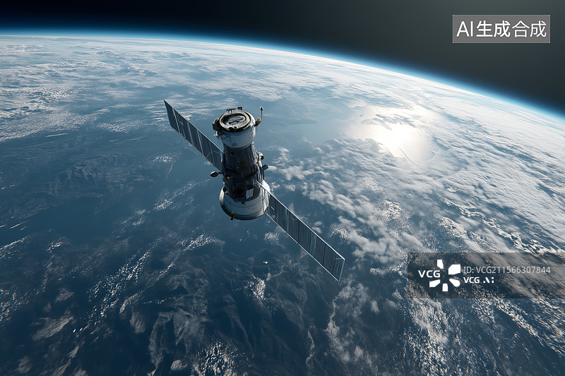 【AI数字艺术】飞翔在太空的卫星图片素材