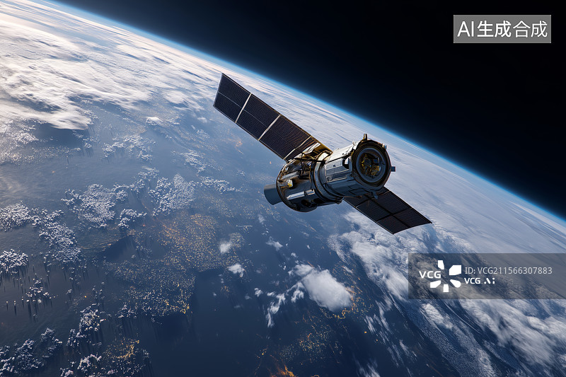 【AI数字艺术】飞翔在太空的卫星图片素材
