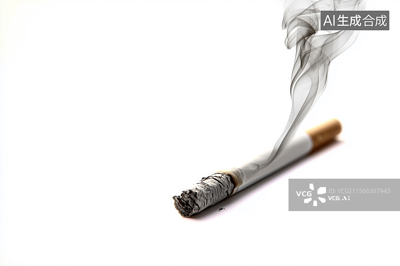 【AI数字艺术】白色背景点着的香烟图片素材