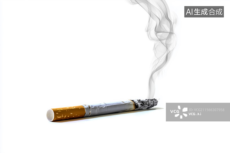 【AI数字艺术】白色背景点着的香烟图片素材