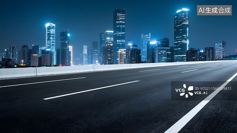 【AI数字艺术】城市夜景道路逆光下的沙漠公路草原山川公路沿海公路等汽车广告旅行背景图图片素材