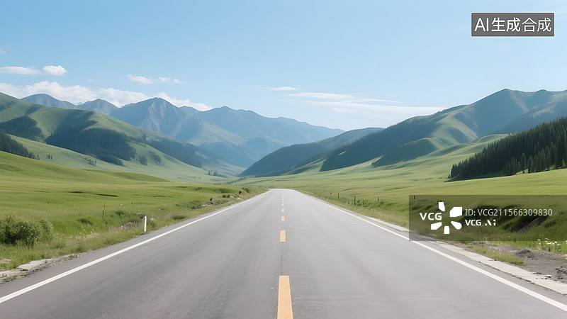 【AI数字艺术】城市夜景道路逆光下的沙漠公路草原山川公路沿海公路等汽车广告旅行背景图图片素材