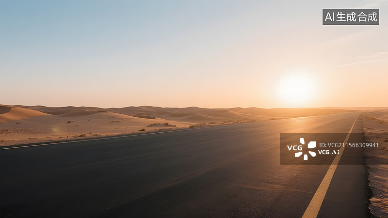 【AI数字艺术】城市夜景道路逆光下的沙漠公路草原山川公路沿海公路等汽车广告旅行背景图图片素材