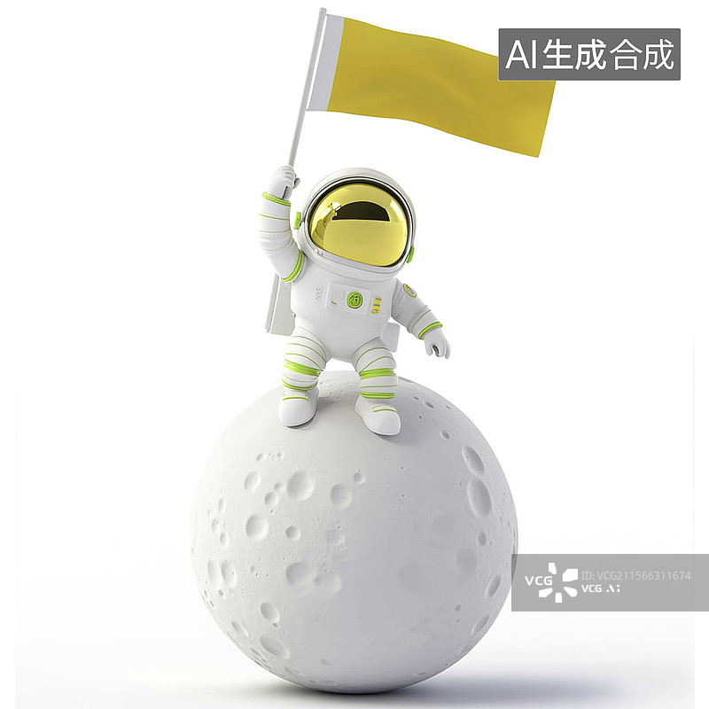 【AI数字艺术】可爱宇航员登月图片素材