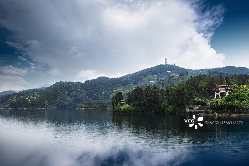 四川黑龙滩水库自然风光图片素材