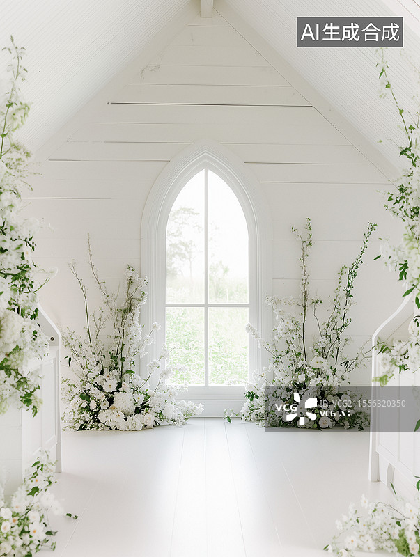 【AI数字艺术】清新花卉室内场景图片素材