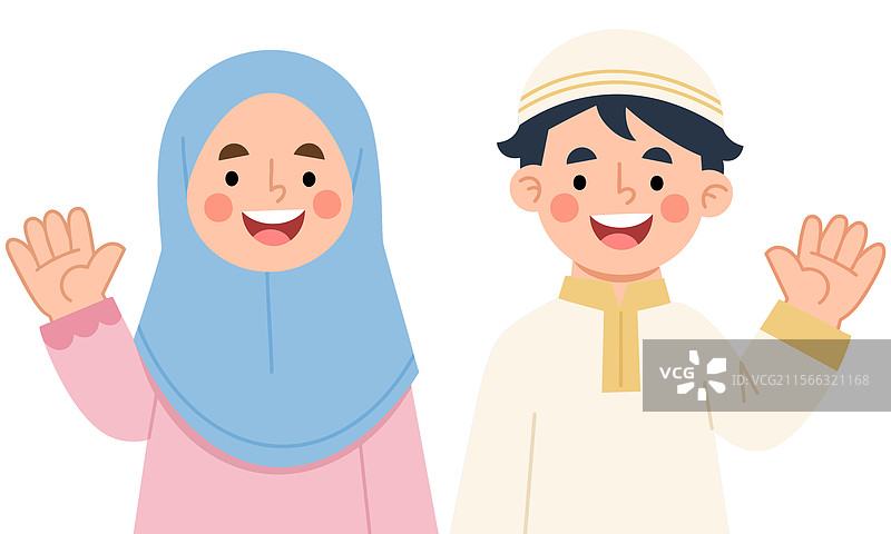 微笑的孩子们在挥手图片素材