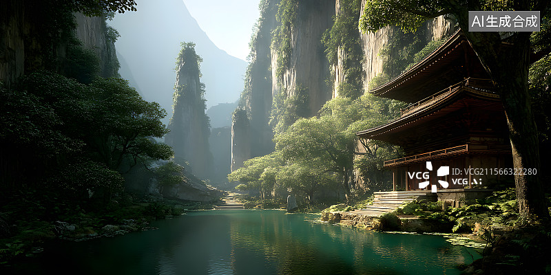 【AI数字艺术】国潮风游戏场景设计画面图片素材