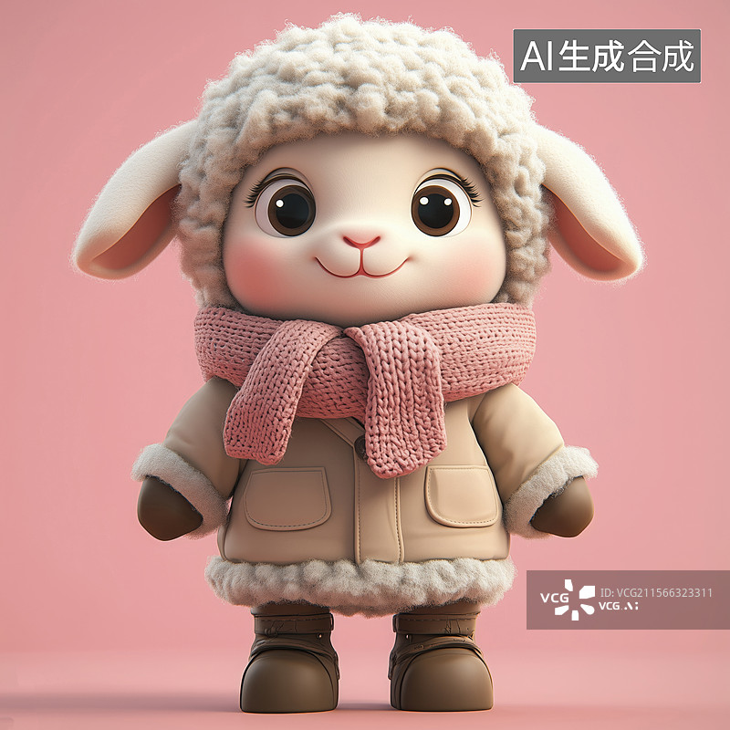 【AI数字艺术】绵羊卡通形象设计插画图片素材