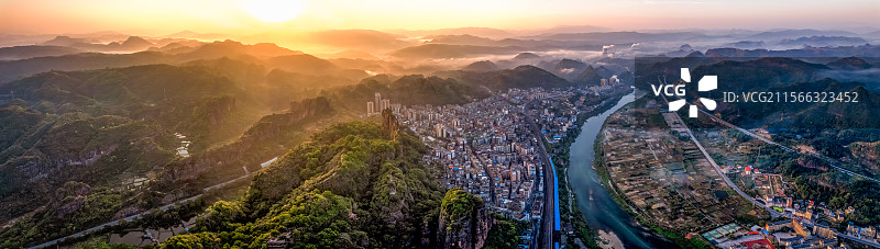 乐昌市坪石镇朝阳长卷航拍图片素材