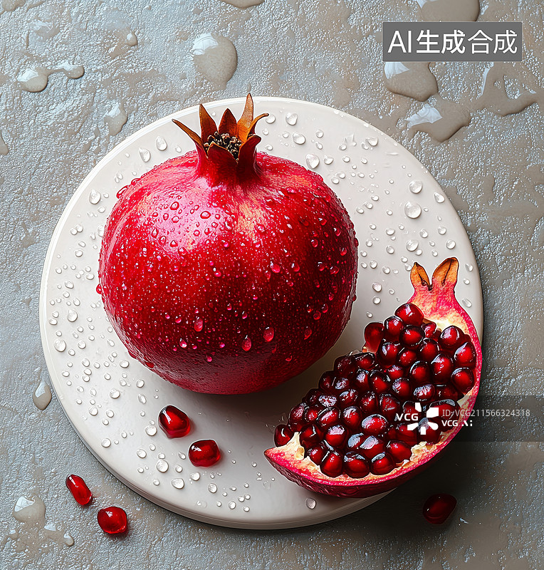 【AI数字艺术】红色石榴新鲜水果图片素材