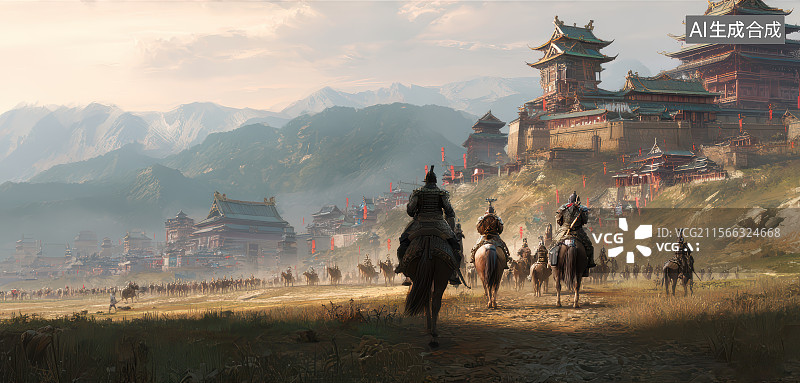 【AI数字艺术】中国风国潮风游戏场景图图片素材