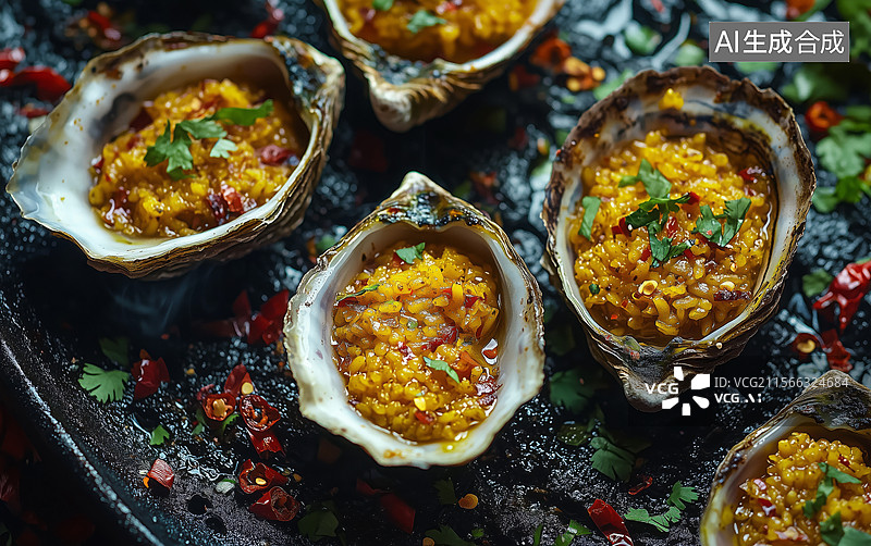 【AI数字艺术】生蚝烧烤图图片素材