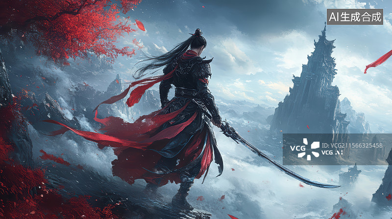 【AI数字艺术】中国风国潮风游戏场景图 男性战斗场景图片素材