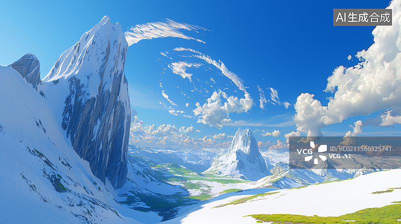 【AI数字艺术】3D高山岩石草原高原天空云层日光写实高级感时尚大气国潮艺术中国风仙侠游戏场景图东方清新自由宁静背景图片素材