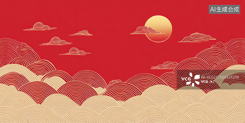 【AI数字艺术】红色波浪艺术背景图片素材