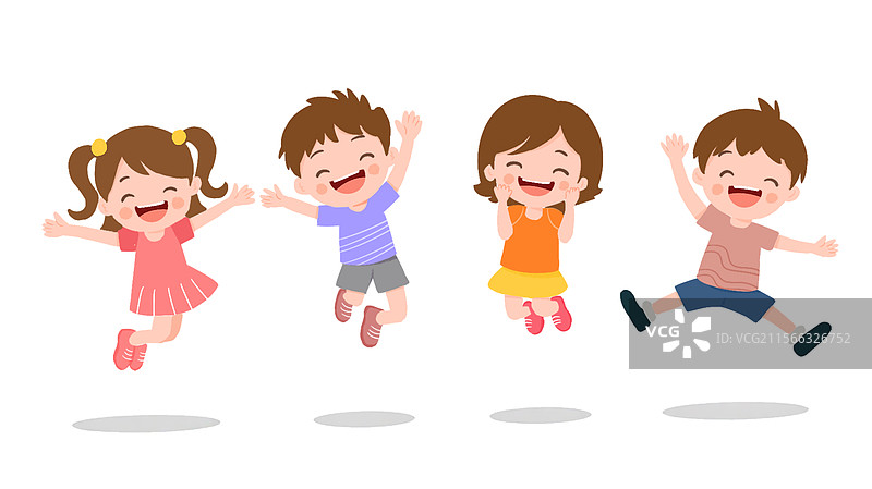 卡通可爱六一儿童节欢呼跳跃庆祝节日图片素材