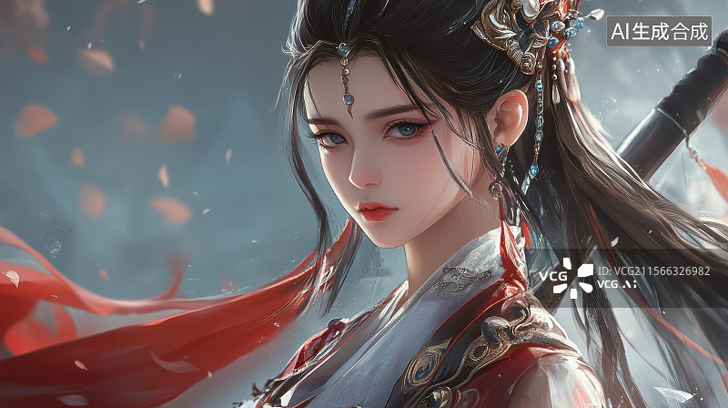 【AI数字艺术】中国风国潮风游戏场景图 女性战斗场景图片素材