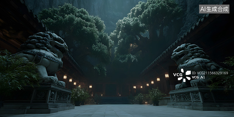 【AI数字艺术】国潮风游戏场景设计画面图片素材